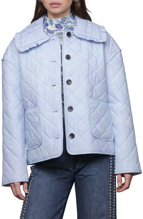 Ruffle Collar Quilted Jacket