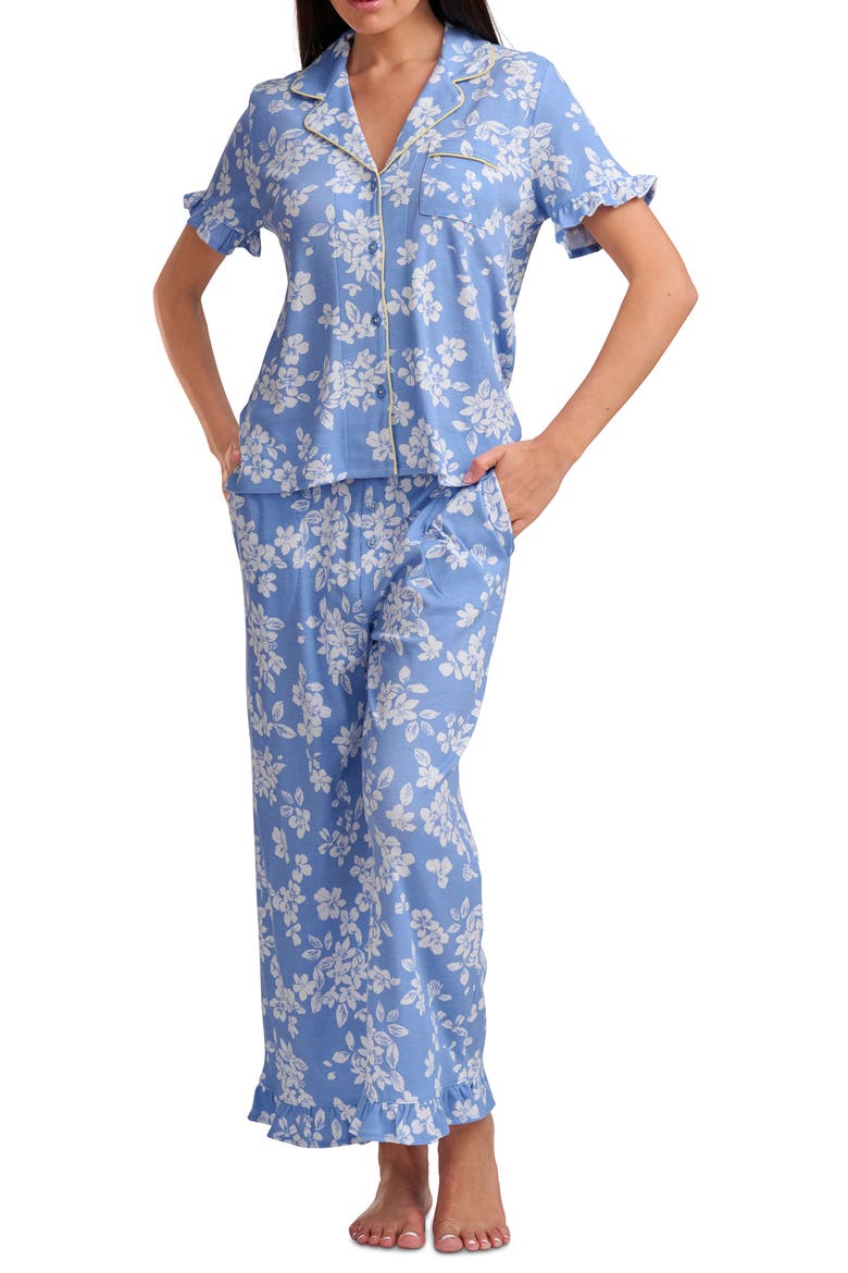 Ruffle Trim Pajamas, Alternate, color, HYDRANGEAFLORAL