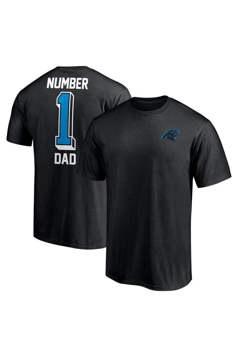 Men's Fanatics Branded Black Carolina Panthers #1 Dad T-Shirt, Main, color, Black
