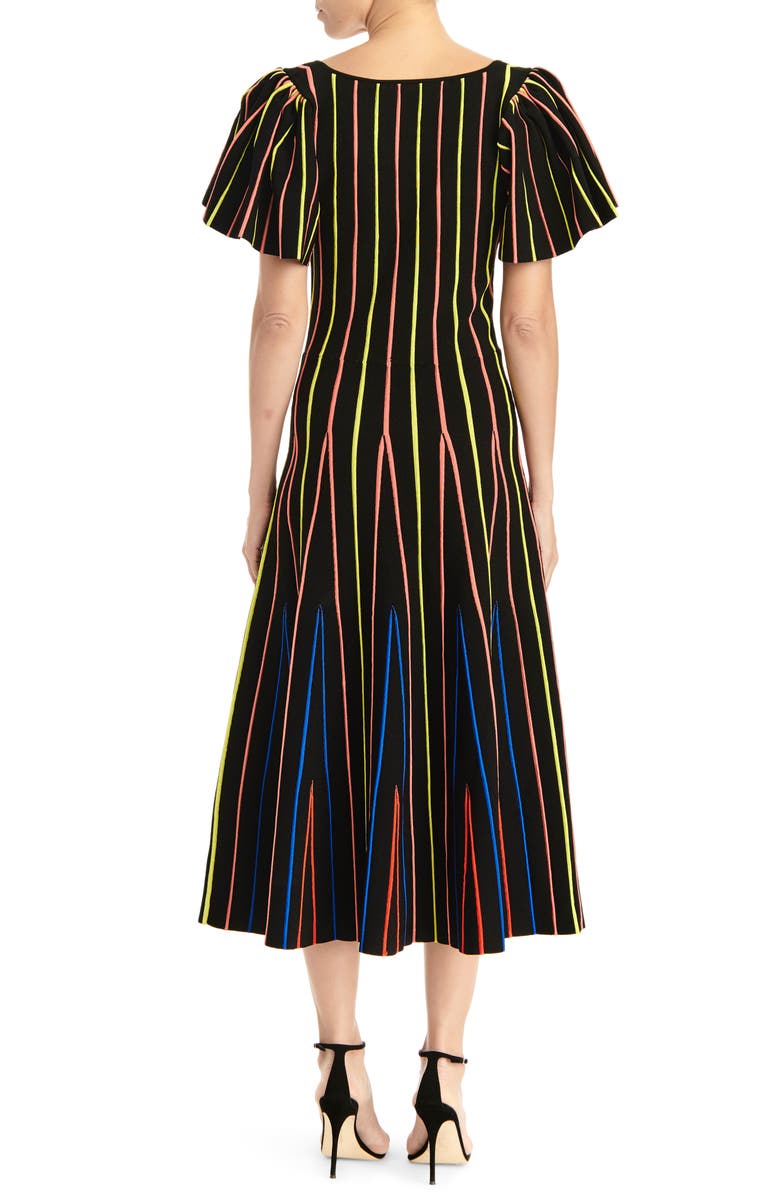 Carolina Herrera Flutter Sleeve Fit & Flare Midi Dress, Alternate, color,