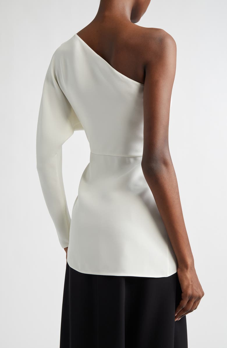 Valentino One-Shoulder Silk Cady Couture Top, Alternate, color, Ivory
