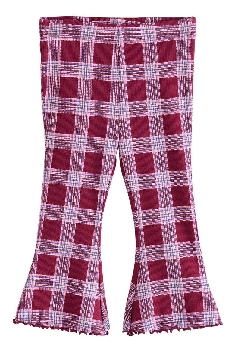 Kids' Check Rib Flare Leggings, Main, color, RED
