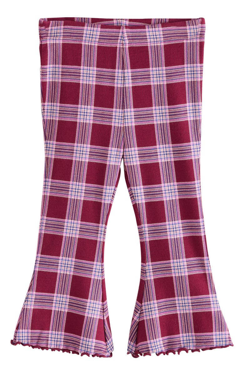 NEXT Kids' Check Rib Flare Leggings, Main, color, Red
