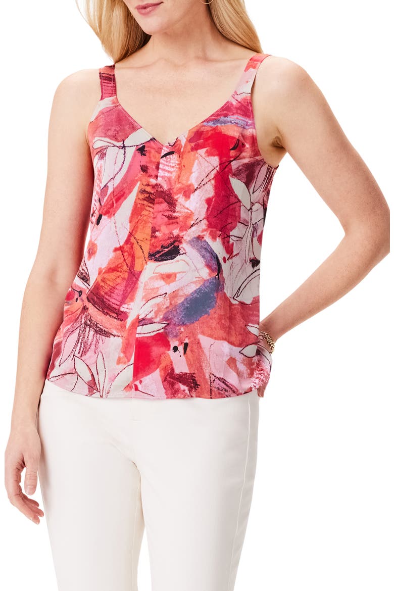 Scribble Bouquet Crepe Tank, Main, color, PINK MULTI