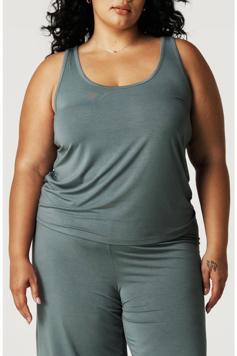 Lace Trim Racerback Pajama Tank, Main, color, BLUE