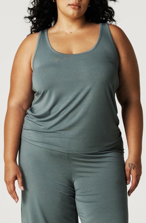 Lace Trim Racerback Pajama Tank (Regular & Plus)