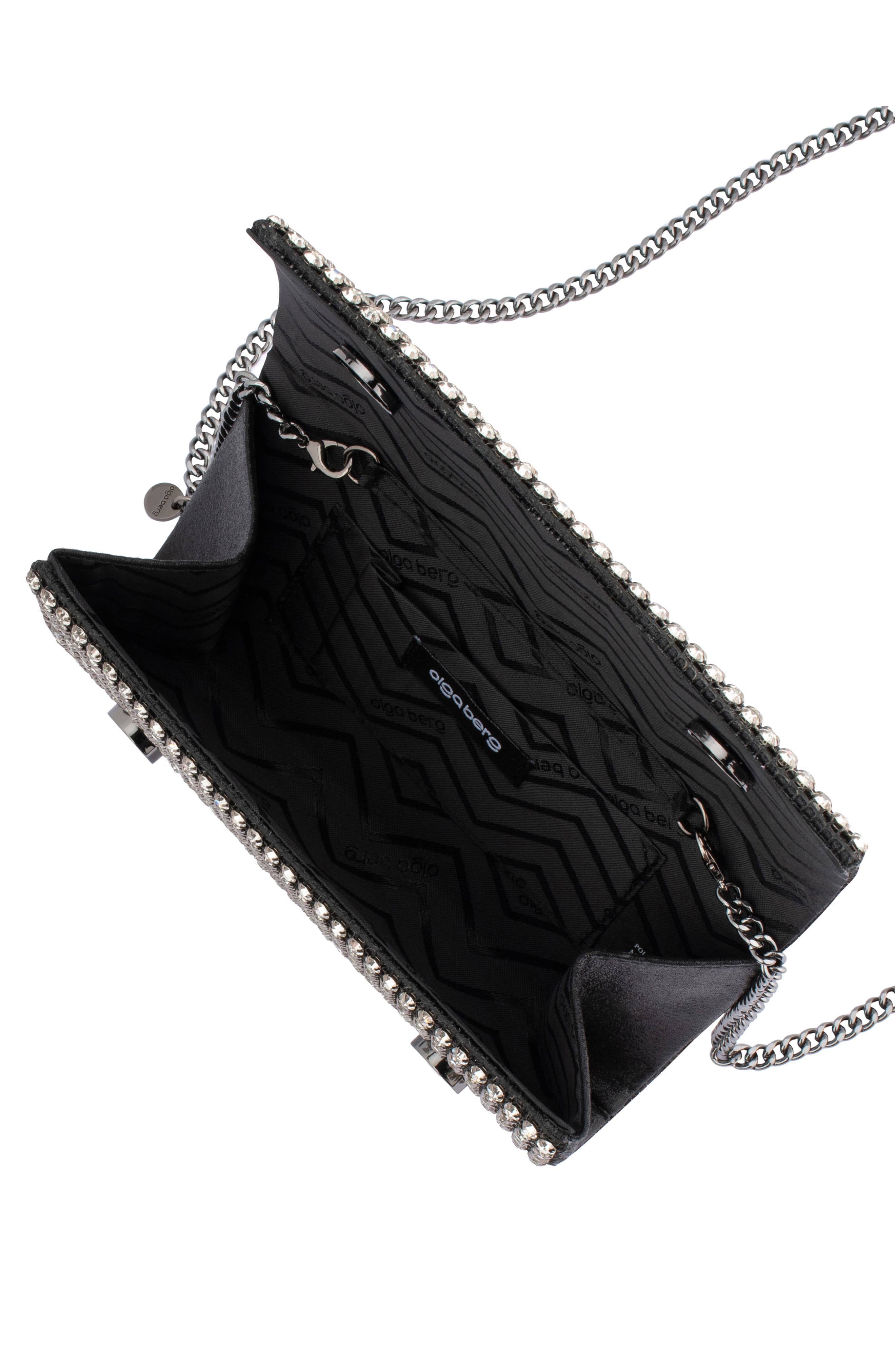 Olga Berg Mariana Crystal Clutch, Alternate, color, Black