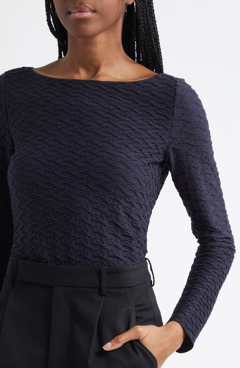 Emporio Armani Textured Jersey Top, Alternate, color, Solid Dark Blue