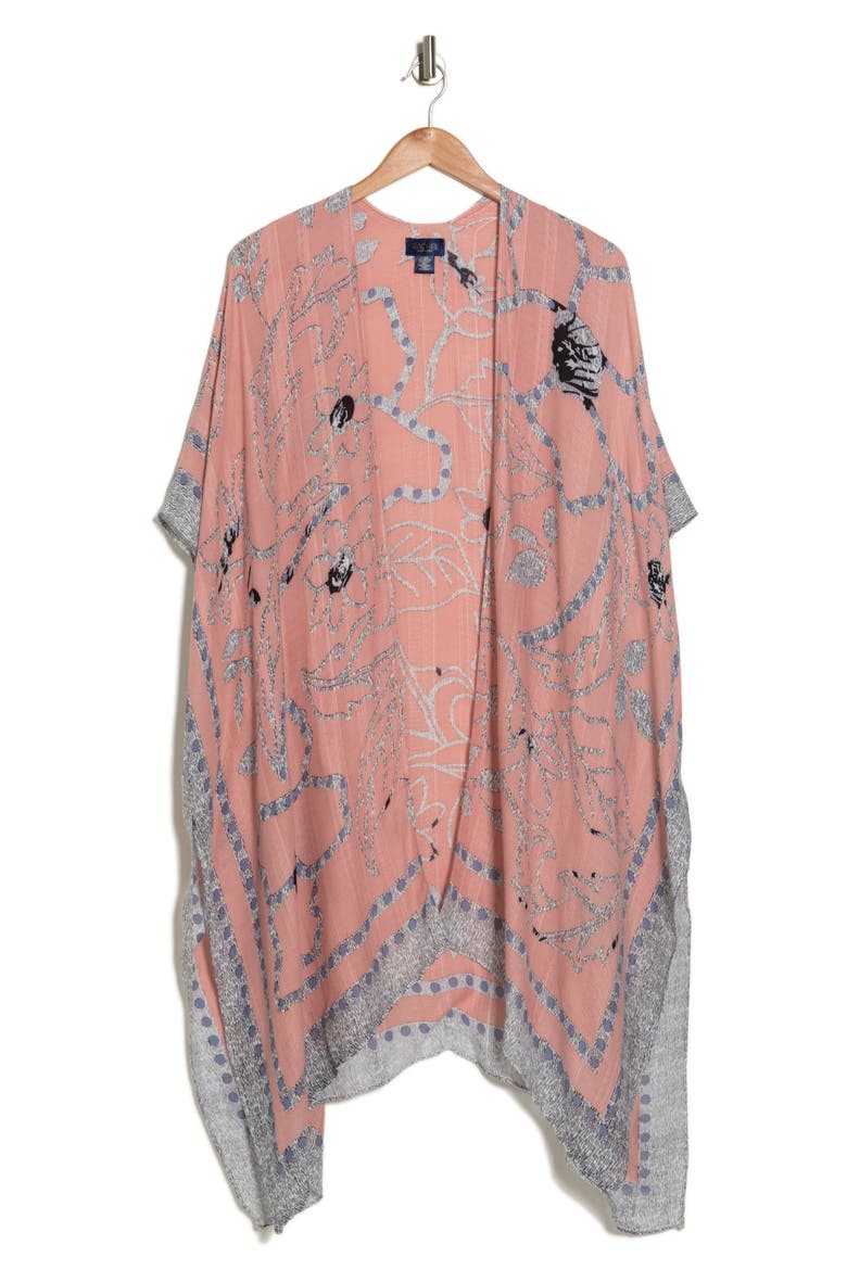 Mix Print Ruana, Alternate, color, PINK