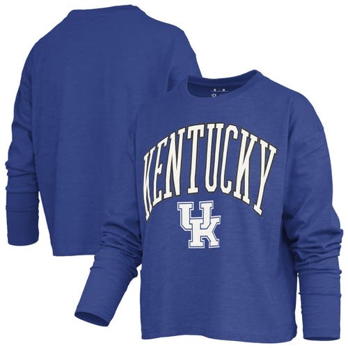 Pressbox Royal Kentucky Wildcats Motley Boxy Waist-length Long Sleeve T-shirt In Blue