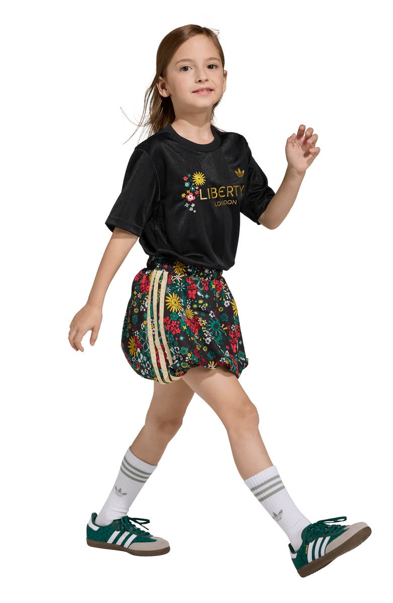 adidas x Liberty London Kids
 Recycled Polyester Jersey 
Skirt Set, Alternate, color, Black