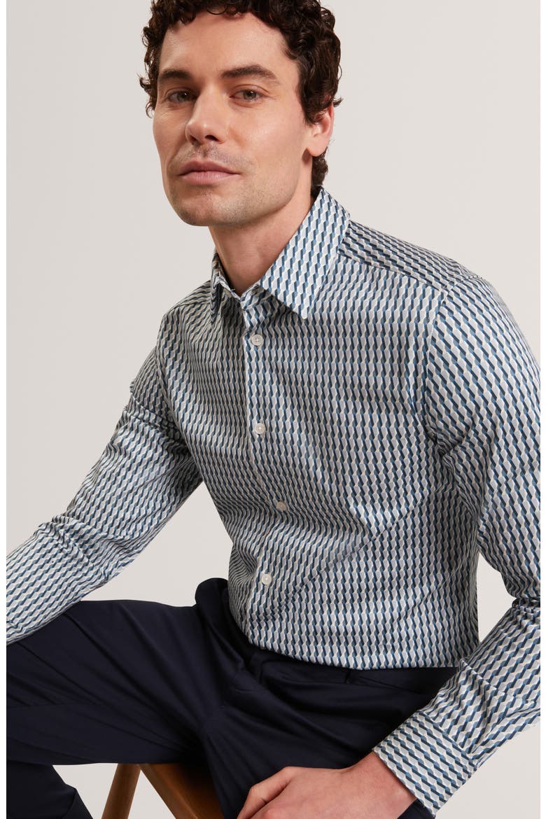 Firdawi Long Sleeve Slim Fit Button-Up Shirt, Alternate, color, NAVY