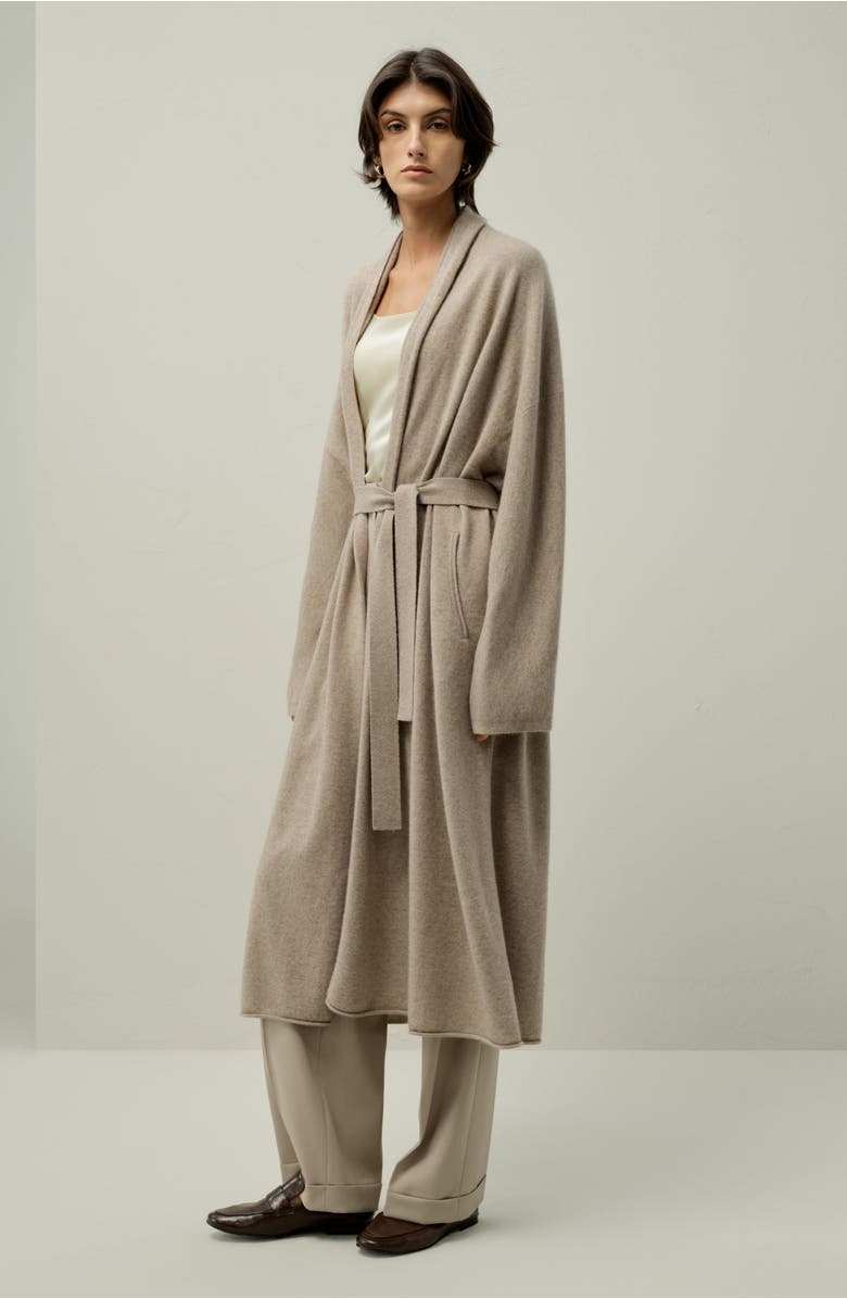 Lilysilk Calf-length cashmere cardigan, Alternate, color, Gravel