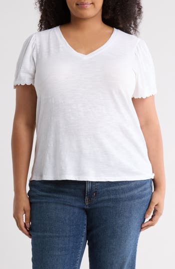 CASLON CASLON® SCALLOP TRIM T-SHIRT 