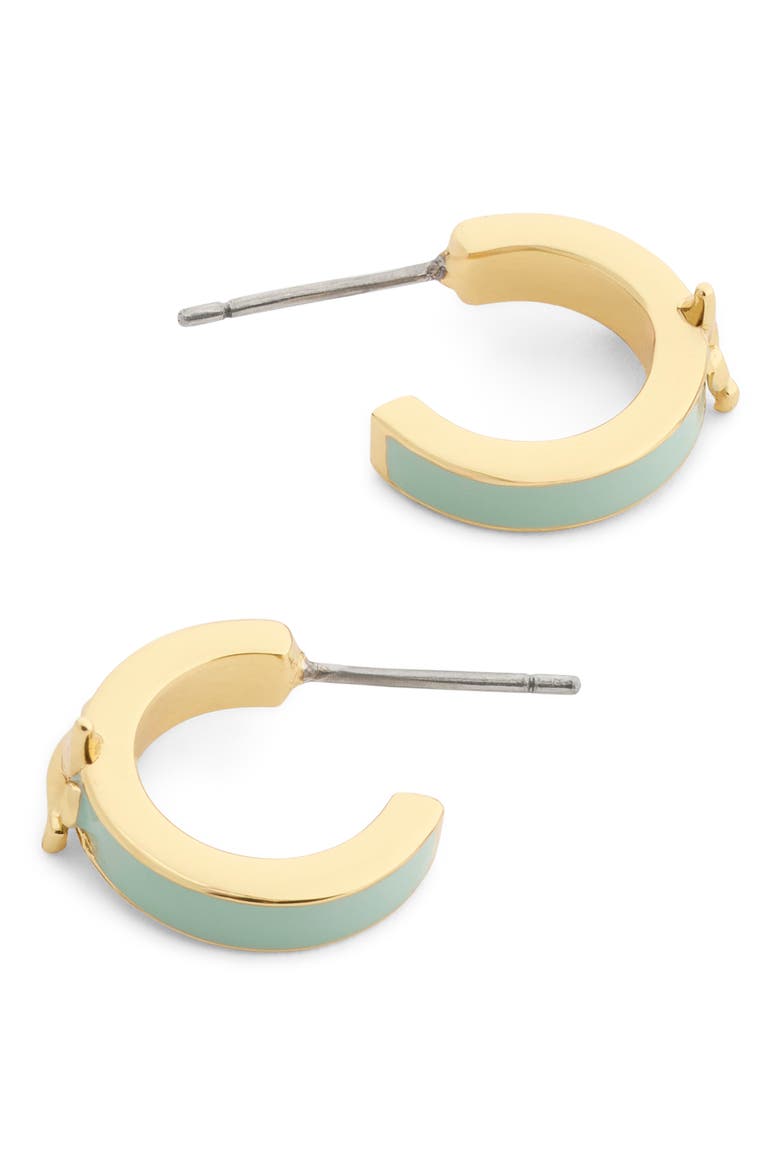 Rexy Enamel Huggie Hoop Earrings, Alternate, color, GREEN/ GOLD