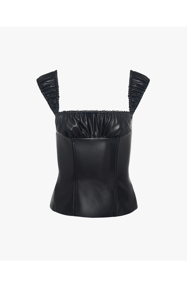 WeWoreWhat Wide Strap Ruched Cup Corset, Alternate, color, Black