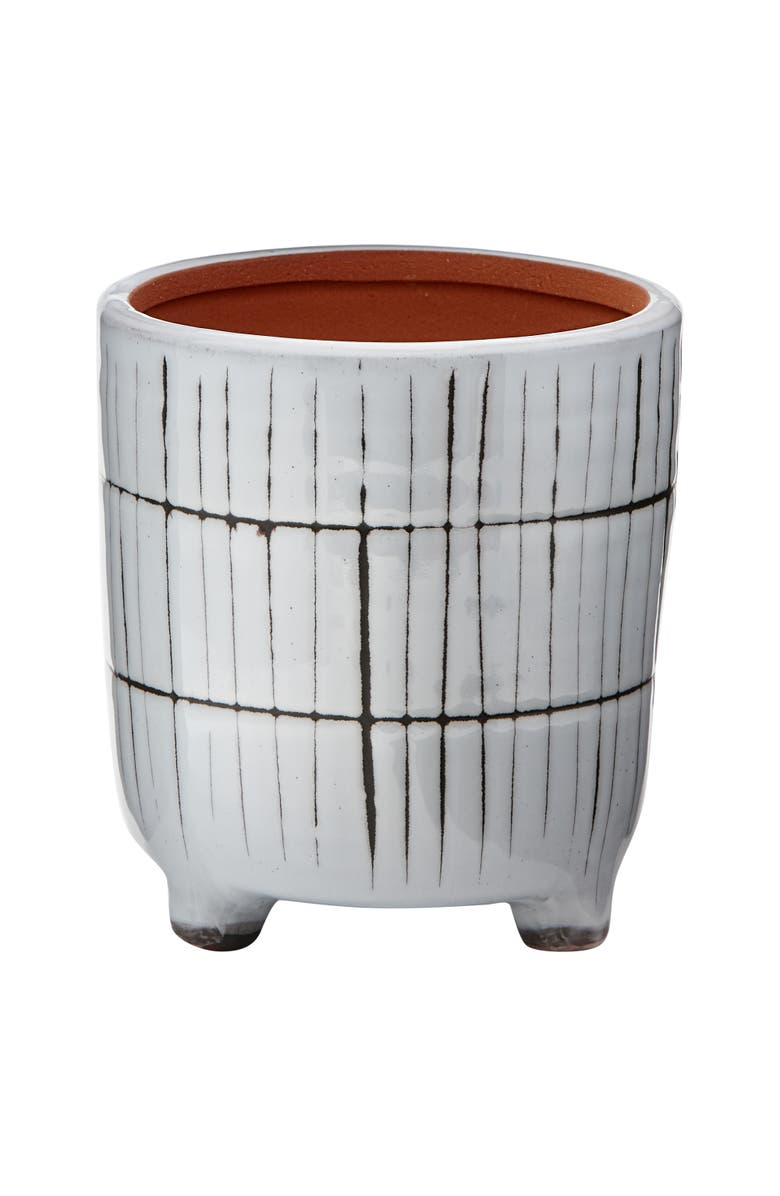 tag Linear Glazed Terracotta Planter with Feet Decorative Use, Main, color, White