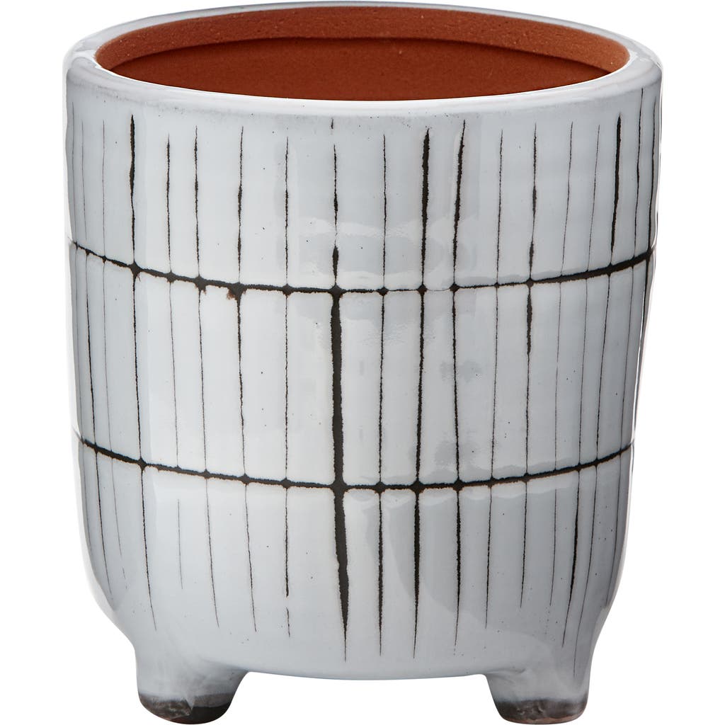 Tag Linear Glazed Terracotta Planter With Feet Decorative Use In White