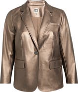 Anne Klein Metallic Faux Leather One-Button Blazer