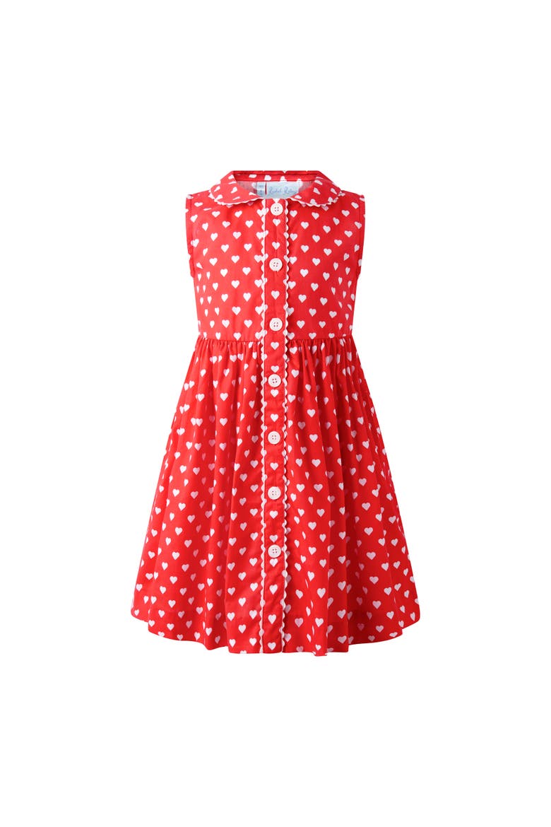 Heart Sleeveless Button Front Dress, Main, color, Red
