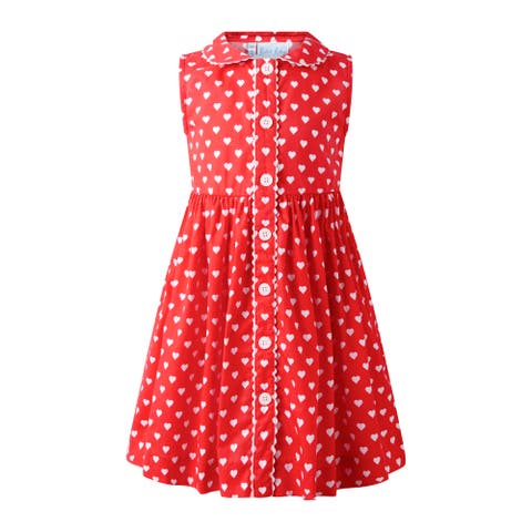 Heart Sleeveless Button Front Dress