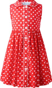 Rachel Riley Heart Sleeveless Button Front Dress