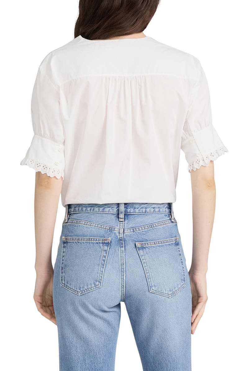 FRAME The Keepsake Eyelet Trim Cotton Popover, Alternate, color, White