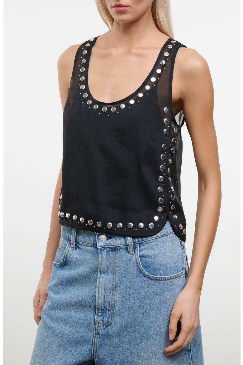 Cara Sheer Studded Sleeveless Top, Alternate, color, BLACK STUDS