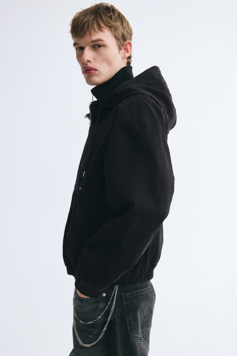 Hooded Cotton Workwear Jacket, Alternate, color, Black