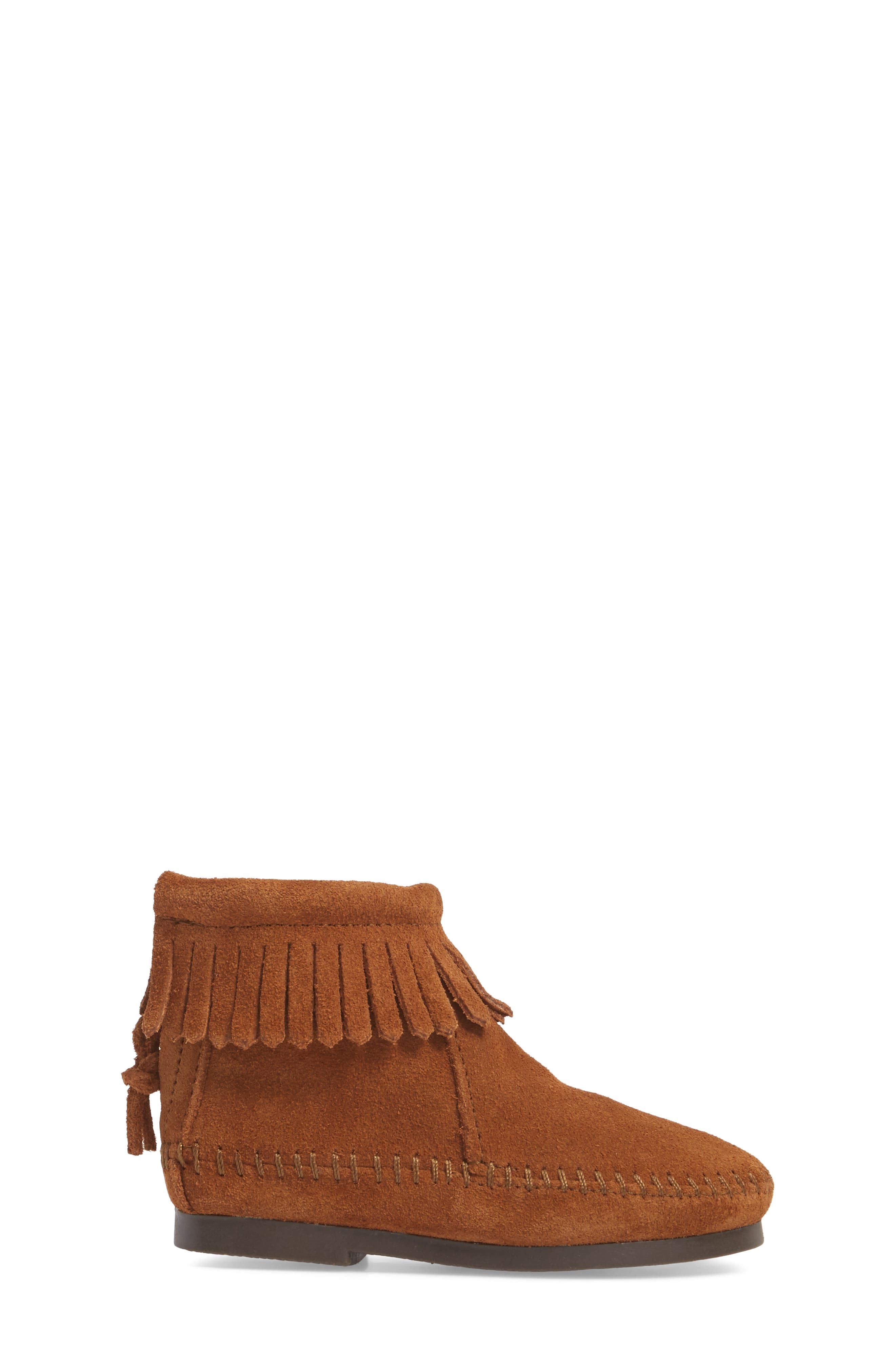 Minnetonka Back Zip Boot, Alternate, color, Brown