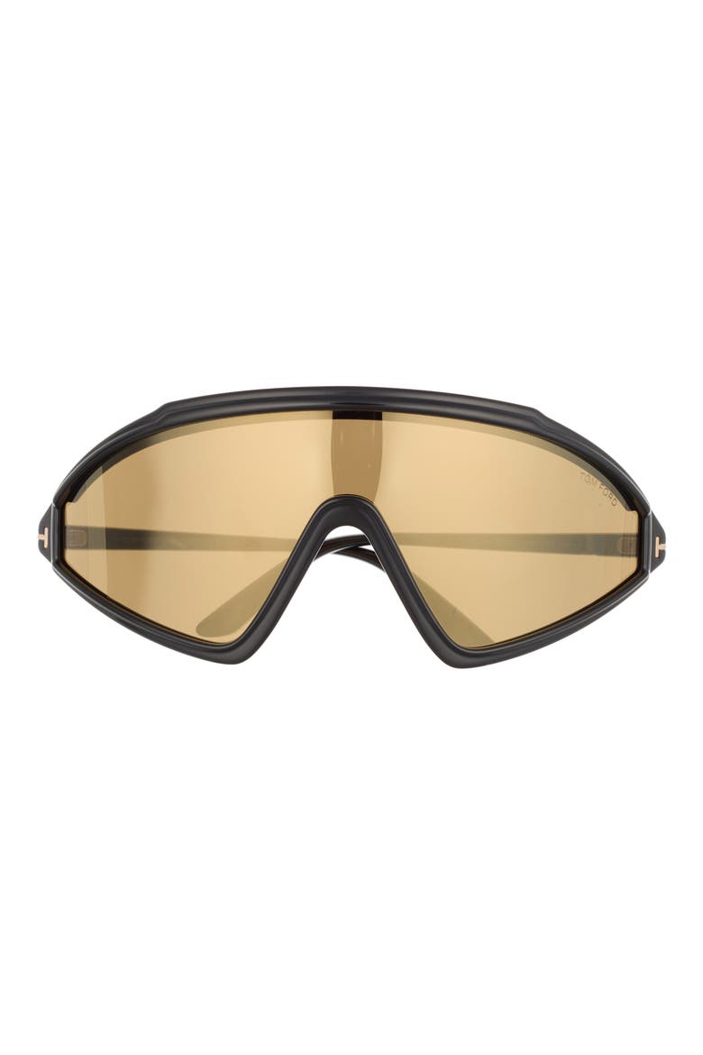 00mm Shield Sunglasses, Main, color, SHINY BLACK / BROWN MIRROR