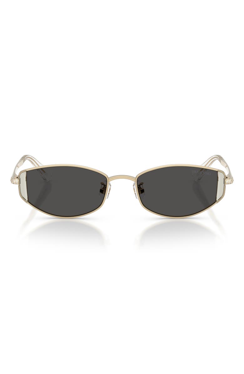 Swarovski 53mm Oval Sunglasses, Main, color, Pale Gold / Dark Grey