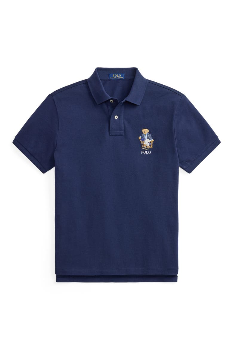 Polo Bear Slim Fit Cotton Mesh Polo, Alternate, color, NEWPORT BEAR- NEWPORT NAVY