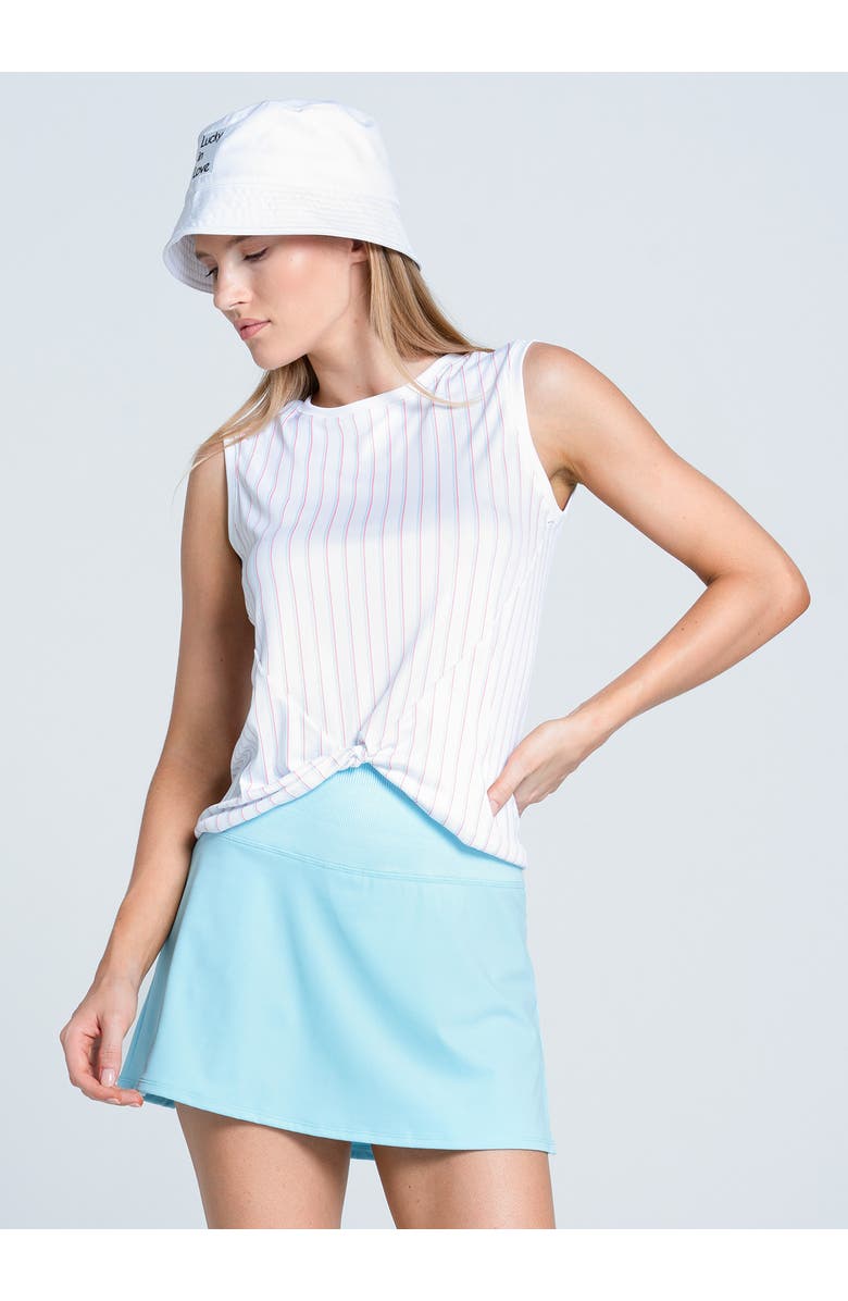 Lucky in Love Retro Stripe Twist Front Tank, Main, color, White