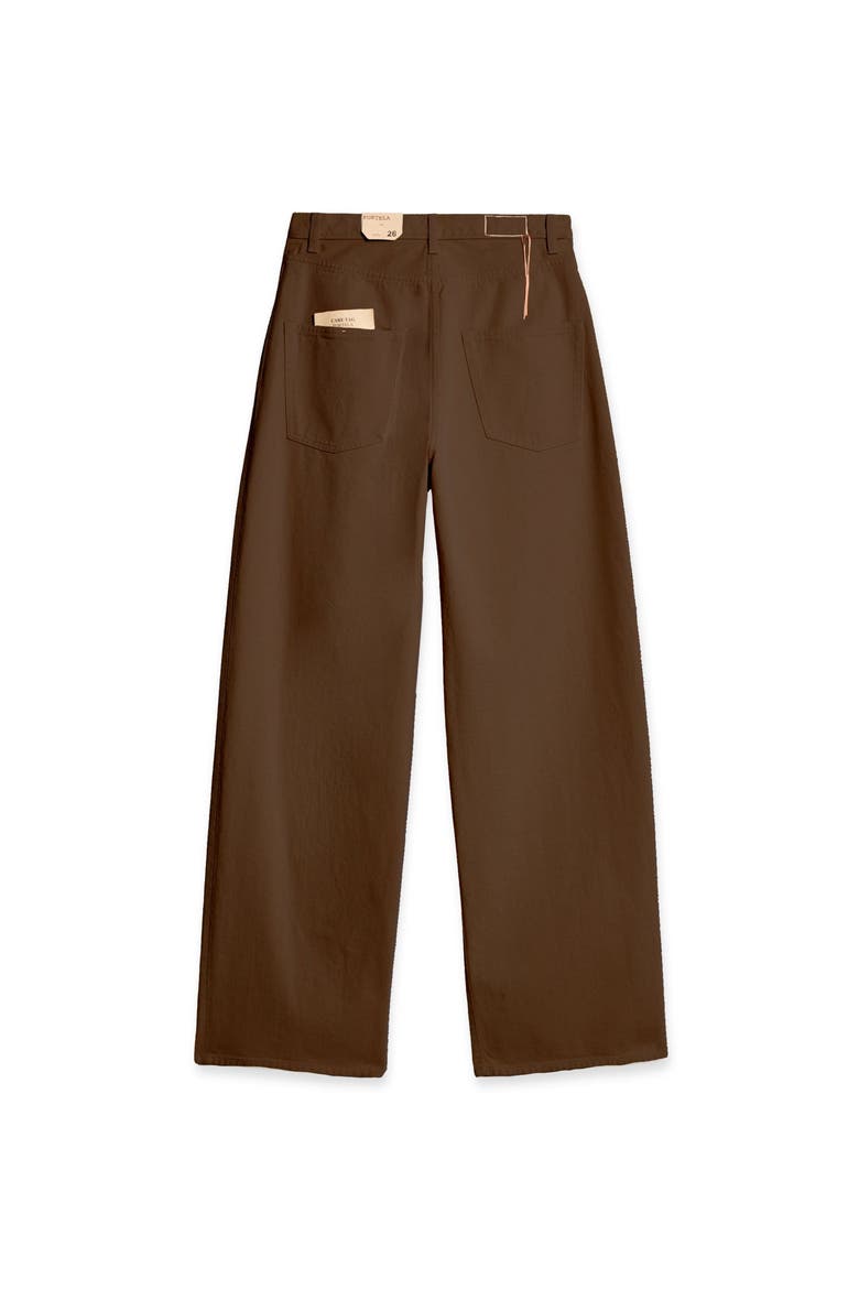 Jaron Wide-Leg Bull Cotton Trousers, Alternate, color, Brown