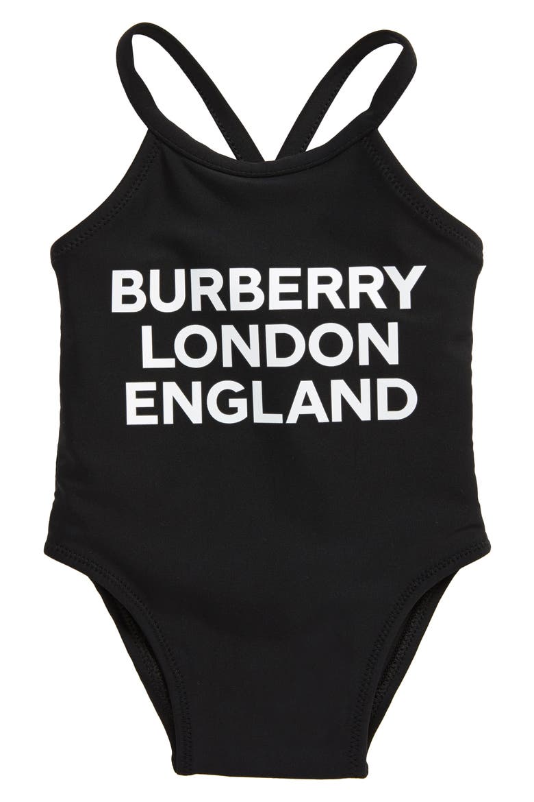 Crina Logo One-Piece Swimsuit, Main, color, BLACK