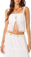 EDIKTED Peony Lace Trim Split Front Cotton Tank