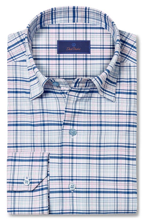Performance Casual Plaid Print Button-Up Shirt
