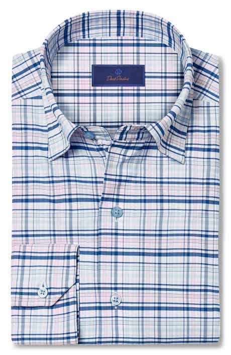 David Donahue Performance Casual Plaid Print Button-Up Shirt