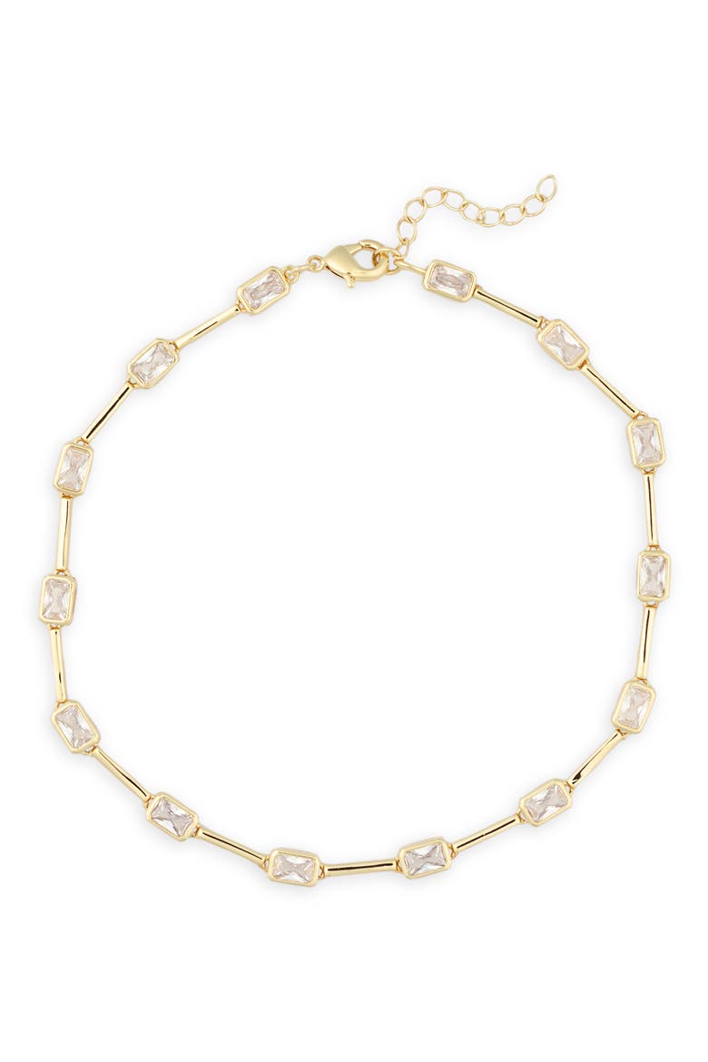 Cubic Zirconia Station Chain Anklet, Main, color, CLEAR- GOLD