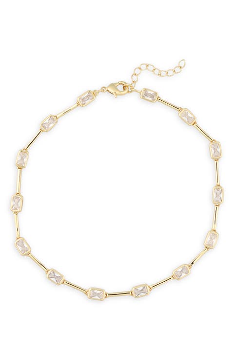 Cubic Zirconia Station Chain Anklet