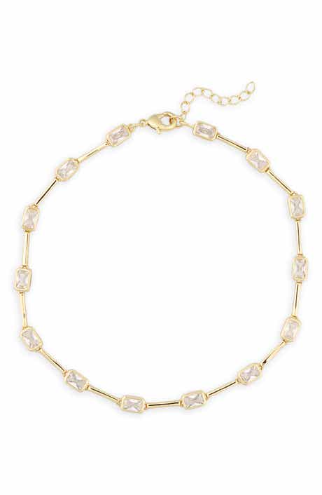 Cubic Zirconia Station Chain Anklet