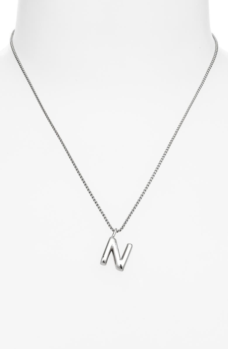Open Edit Waterproof Bubble Initial Pendant Necklace, Alternate, color, N- Silver