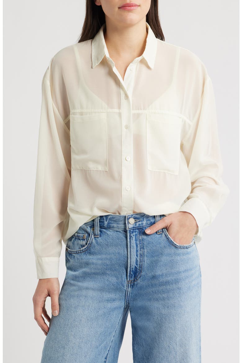Grayson Sheer Shirt, Main, color, ECRU