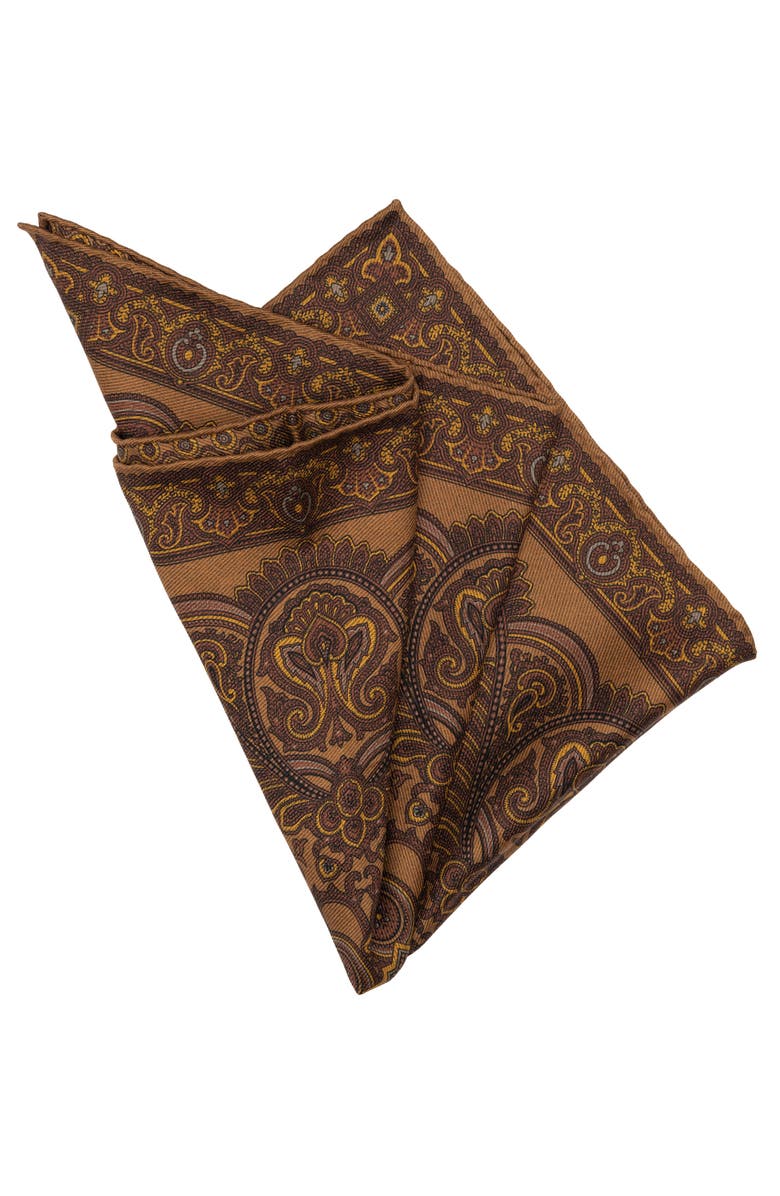 Elizabetta Lario - Double Sided Silk Pocket Square for Men, Alternate, color, Brown