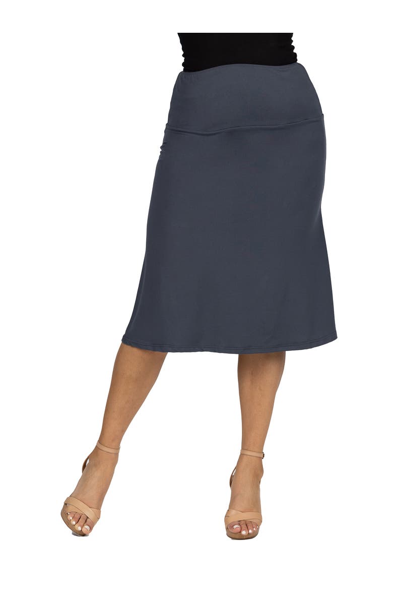 Maternity A-Line Elastic Waist Knee Length Skirt, Main, color, Charcoal