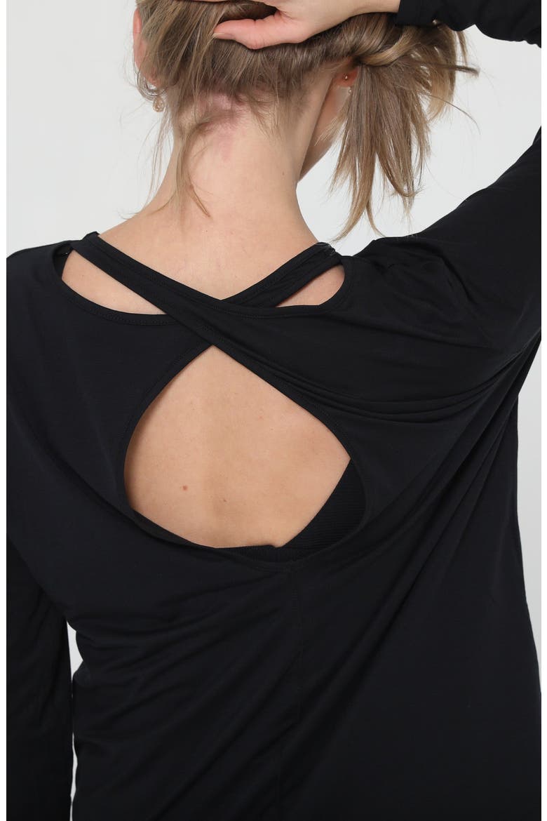 Harper Cross Back Long Sleeve Nursing Top, Alternate, color, Noir