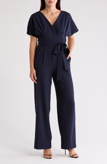 Eliza J Pleated Jumpsuit In Navy