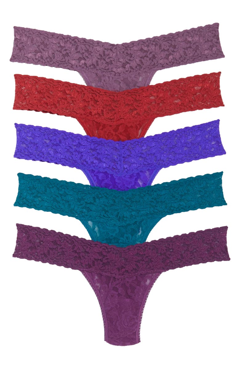 Hanky Panky 5-Pack Low Rise Thongs, Main, color,