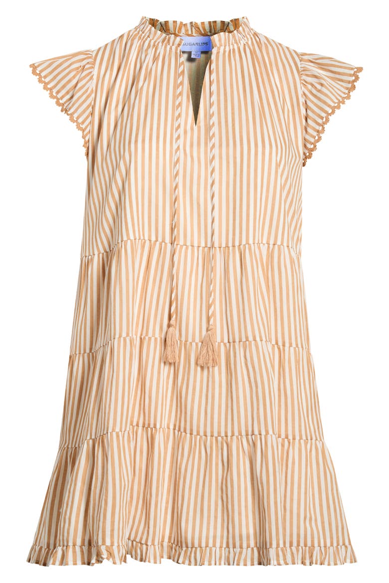 Dream State Striped Yodi Cotton Shift Minidress, Alternate, color, TAUPE-MULTI